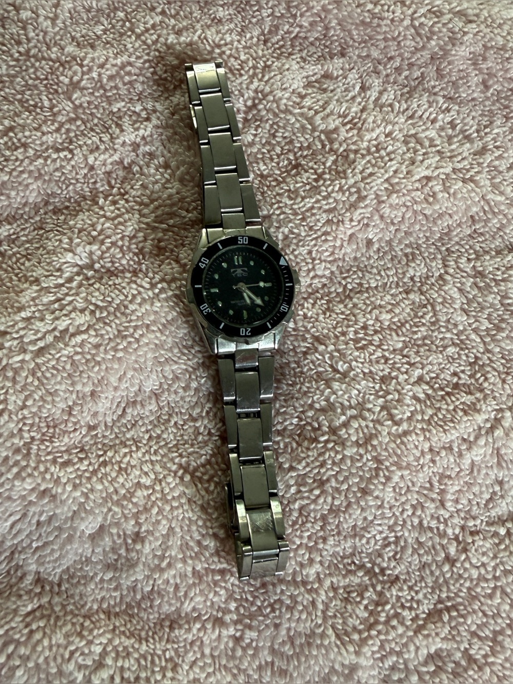 TEC STAINLESS STEEL Y2K SPORT QUARTZ WATCH BLACK DIAL RETRO